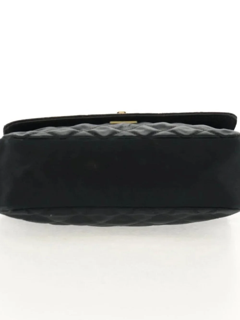 CHANEL Mini Matelasse 18 Chain Shoulder Bag Satin Black Gold CC Auth 159010V